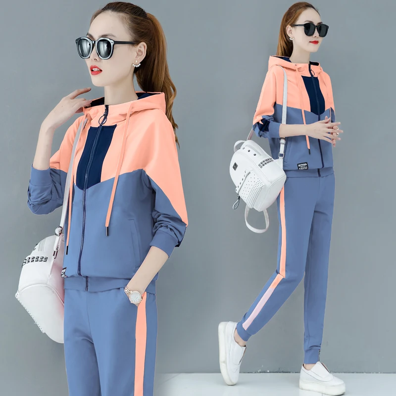 tracksuit for women 2019 autumn female fashion large size loose hoodie tops+pants suits women's plus two-piece sets |