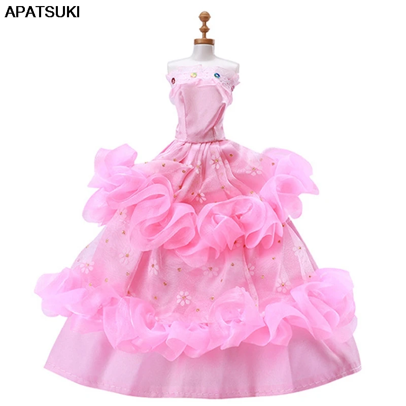 

Pink Floral Doll Dresses For Barbie Doll Outfits Princess Wedding Party Gown Dancing Costume For 1/6 BJD Dolls Kids & Baby Toys