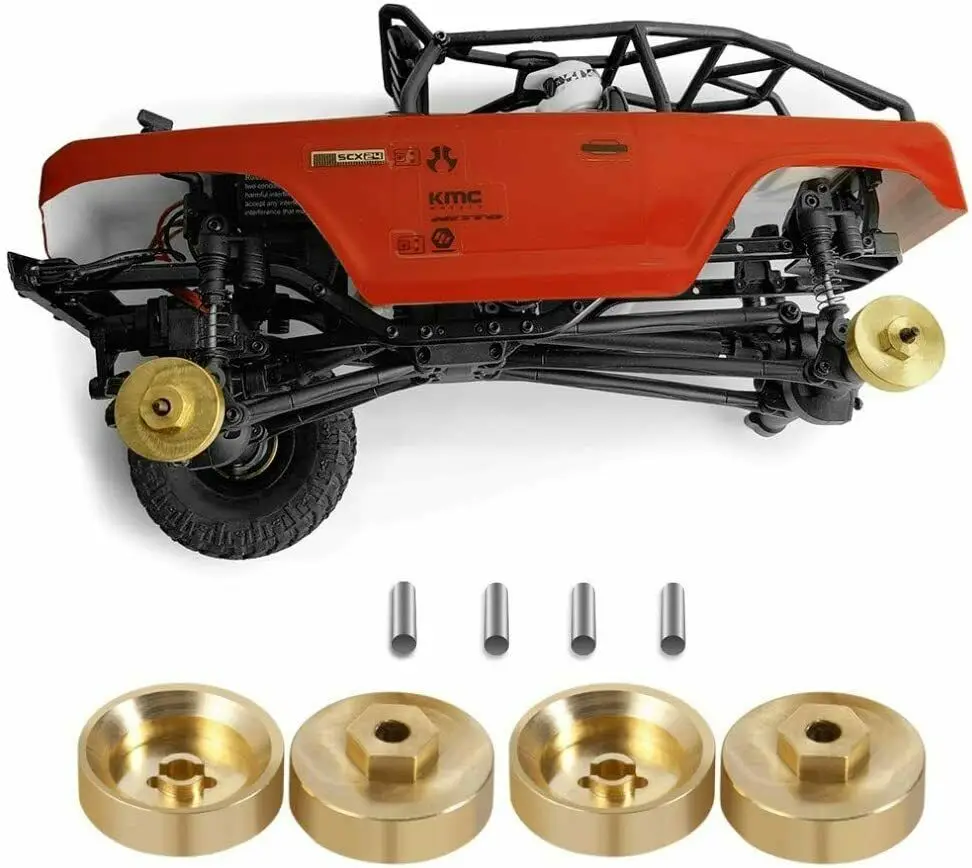 Adaptador hexagonal de rueda de lat&oacute;n de alta resistencia, 4 piezas, 5mm, para AXIAL SCX24 AXI90081 AXI00001-0