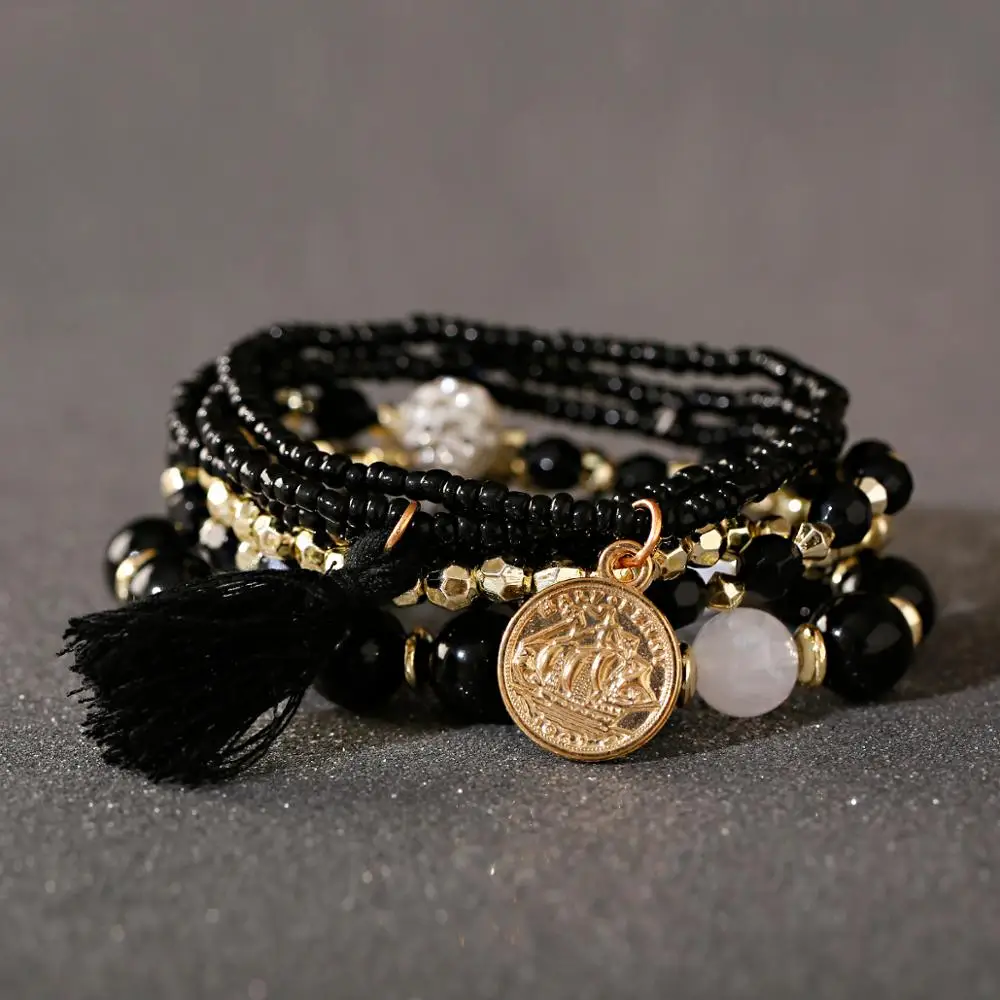 5 шт./комплект женские браслеты с бусинами и кисточками | Украшения аксессуары