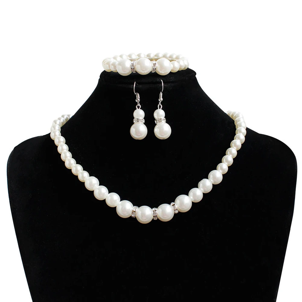 Женский Свадебный комплект из колье серёг браслета и ожерелья с искусственным