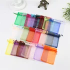 50 шт.лот 5x7 см 7x9 см 9x12 см 10x15 см, сумки из органзы на шнурке, сумки для упаковки ювелирных изделий, сумки для конфет и свадеб, оптовая продажа, подарки