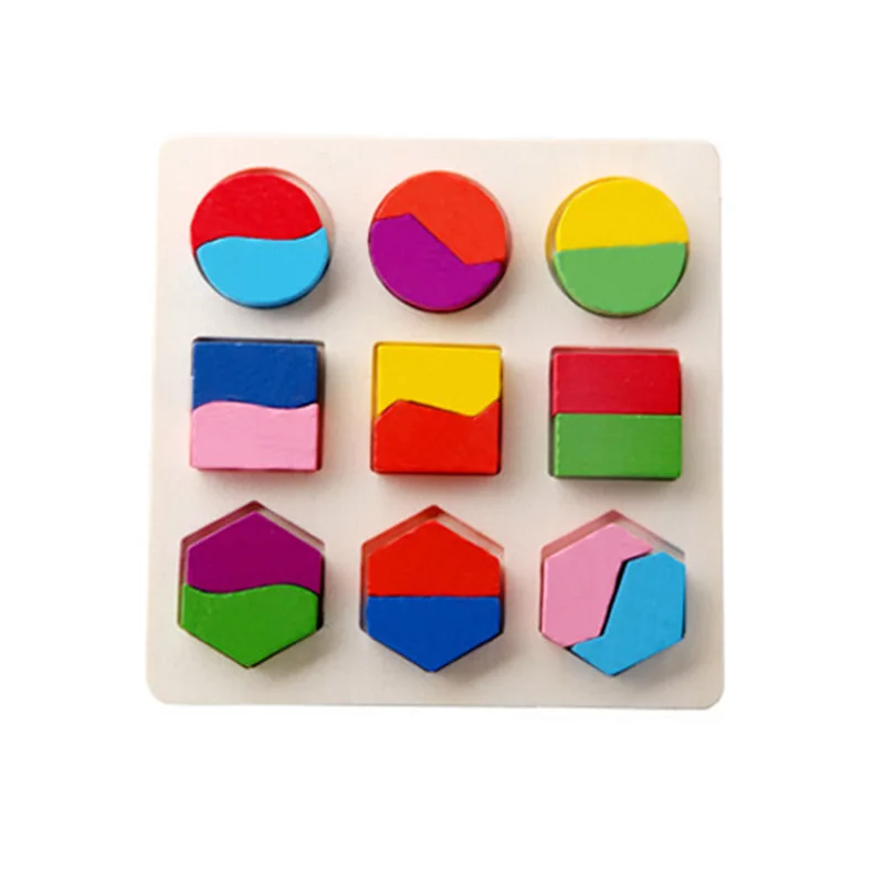 1 Set Baby 3D Wooden Puzzles Toy Learning Geometry Color Cognition Montessori Educational Kids Toys for Children Play Games Gift