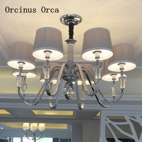 

Европейская простая серебряная Люстра для гостиной, столовой, спальни, современная простая энергосберегающая хрустальная люстра ledk9