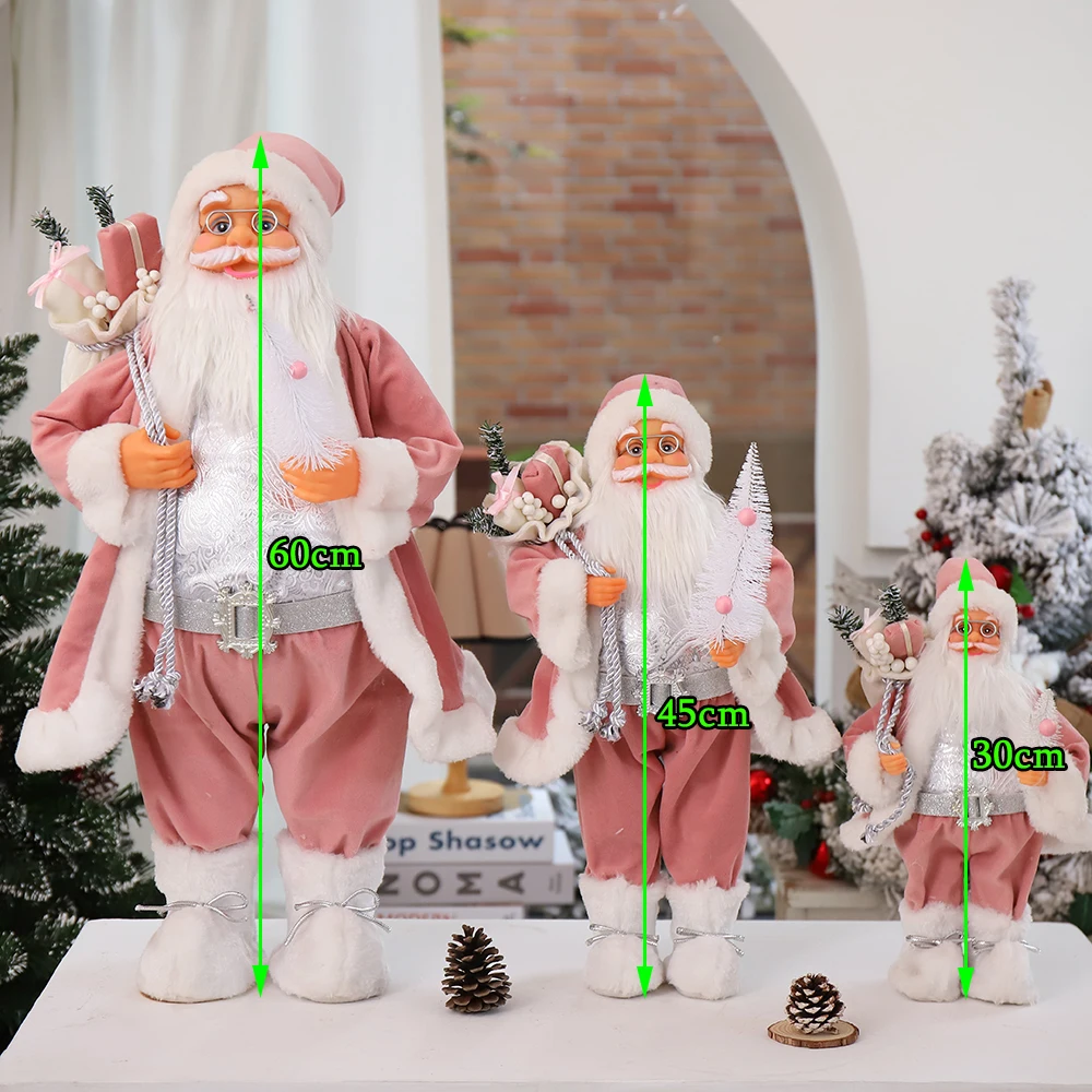 Decoraciones navide&ntilde;as para el hogar, regalos de A&ntilde;o Nuevo para ni&ntilde;os, mu&ntilde;eco de Pap&aacute; Noel de 60/45/30cm, adornos para ventana de Hotel, cafeter&iacute;a y Navidad-1