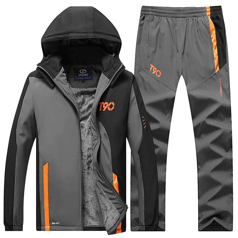 Новинка 2019 Мужская тренировка бега трусцой костюм плюс бархат толстый