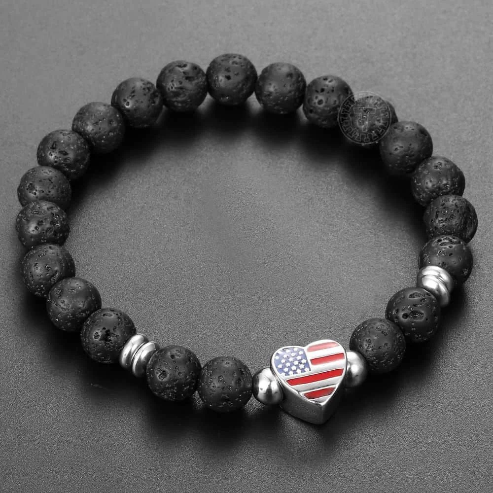 Натуральные браслеты из лавового камня для мужчин и женщин растягивающиеся с