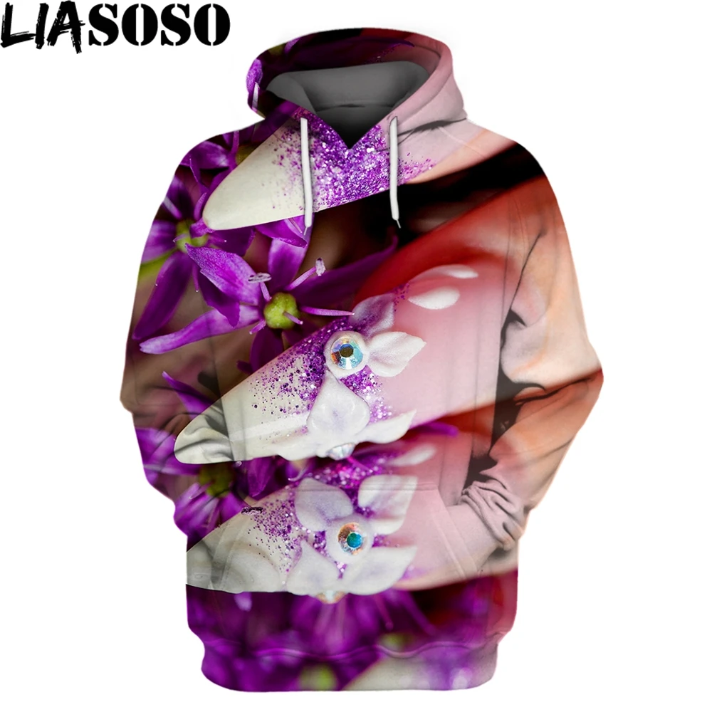 

LIASOSO Laser Tricks Hooded Sweater 3D Print Hooded Men Women Sweater Fashion Sweatshirt Long Sleeve Popular Otaku killer 2021