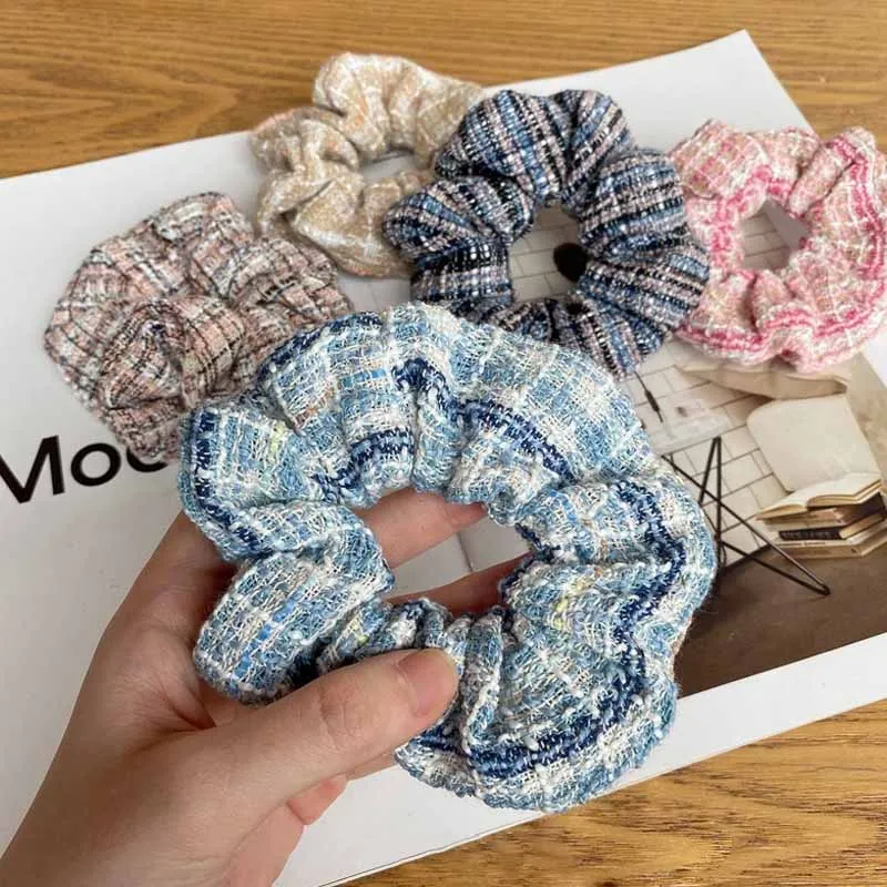 

1 Pc Small Fresh And Simple Headdress Plaid Elastic Rubber Band Hair Band Ponytail Holder Hair Rope Female Fashion Ribbon