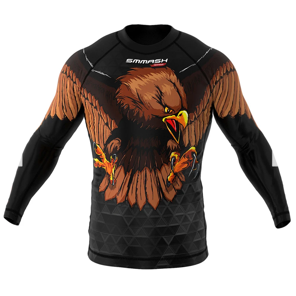 Совершенно новая BJJ MMA тренировочная компрессионная футболка Rashguard мужская 3D