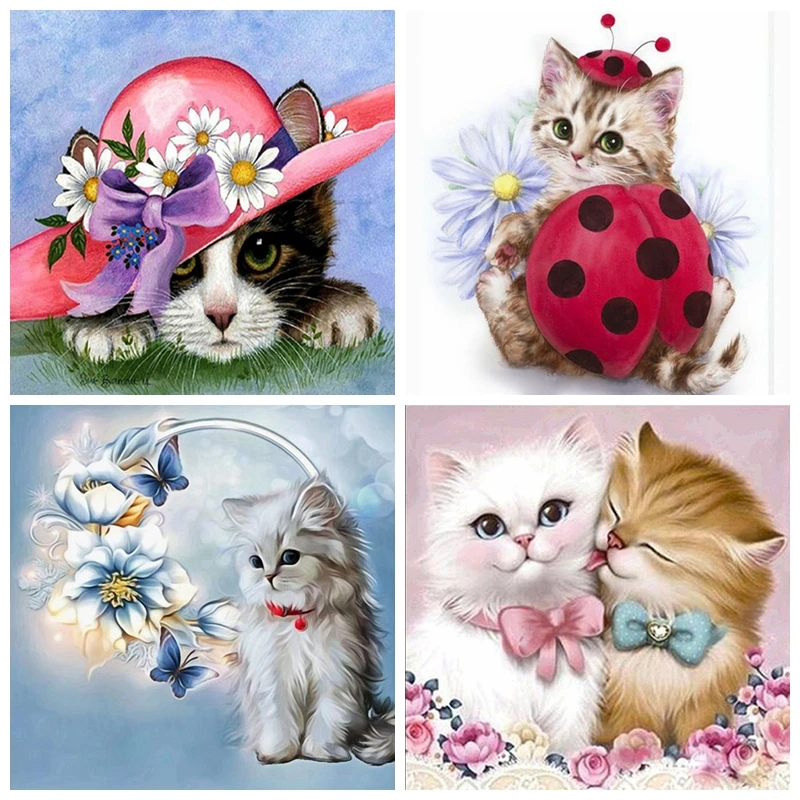 5D алмазная живопись сделай сам животное вышивка крестиком милая кошка Алмазная