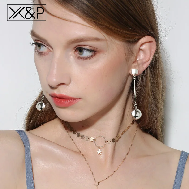 X& P новые трендовые корейские серьги для женщин, Геометрические Квадратные круглые металлические Висячие серьги-капли, Brincos, женские модные ювелирные изделия