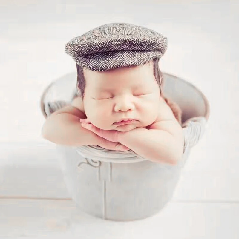 

Kids Lovely Baby Tweed Boy Flat Cap Hat And Bow Tie Set Photo Props Hat Cap M09
