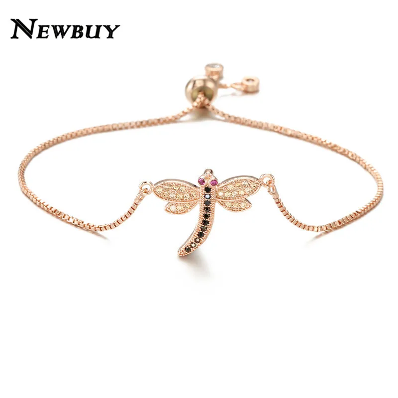 Бренд newbuy Новая мода Милая подвеска в виде стрекозы браслеты для женщин Девушка Красочные кубического циркония милые животные вечерние ювелирные изделия