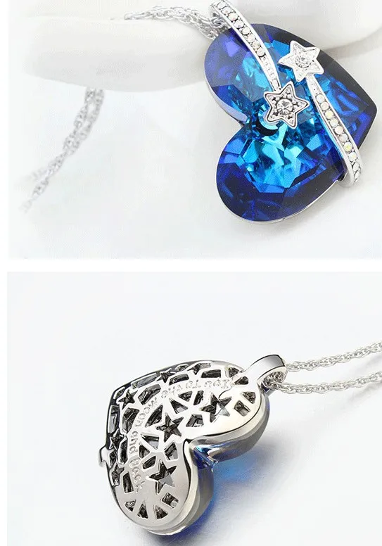 Подвеска в форме сердца моря супер блестящее большое голубое кристаллическое