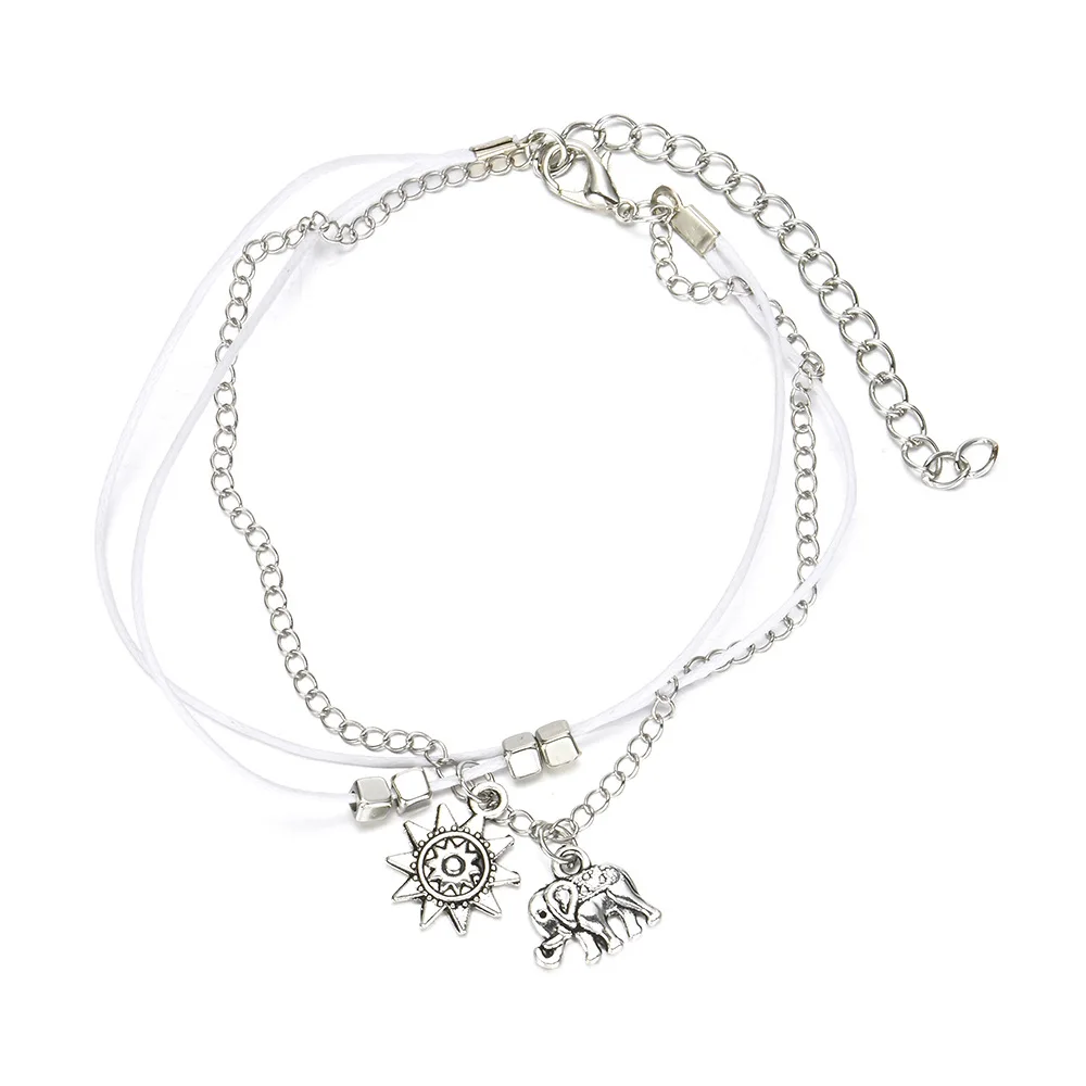 

Multiply Leather Rope Vintage Bohemian Alloy Ankle Bracelet Animal Bracelet For Women With Tassel Vintage Bracelet Accessories