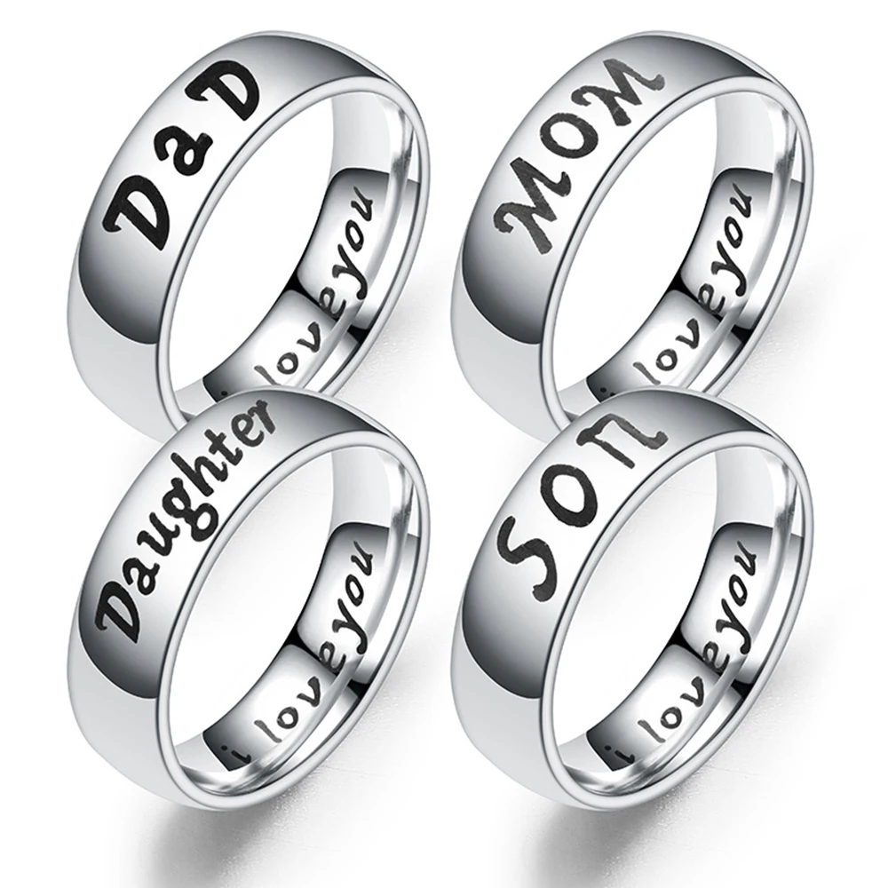

Ring Love Mom Dad Son Daughter Ring For Couple Family Women Titanium steel 2019 New Trendy Rings Jewelry Gifts Party