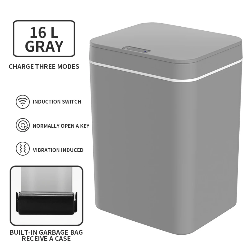 

4 Gallon Trash Can Automatic Touchless Intelligent Induction Sensor Waste Bin F2TB Pink and White and Gray Are Available