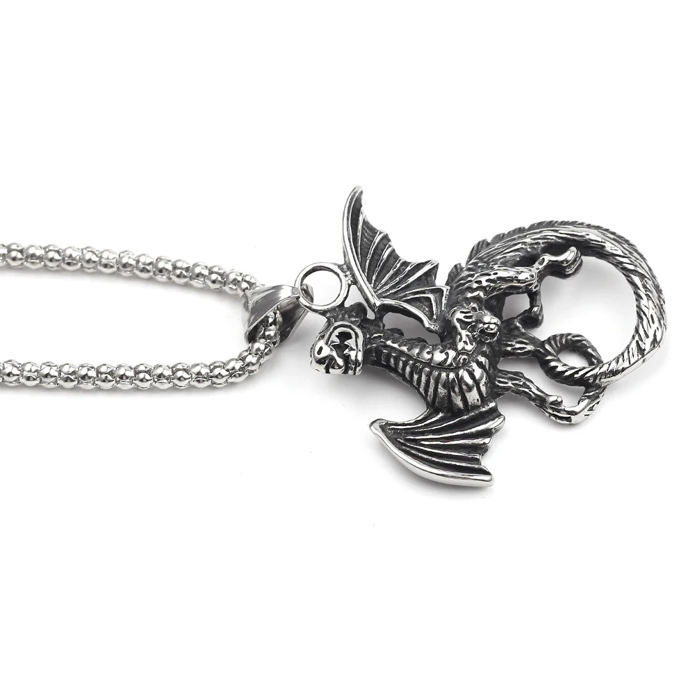 Оптовая продажа 10 шт. ожерелье в стиле панк с летающим драконом унисекс подвеской