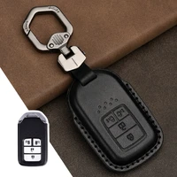 genuine leather remote car key case fob cover for honda odyssey elysion 4 button remote key protector car accessories
