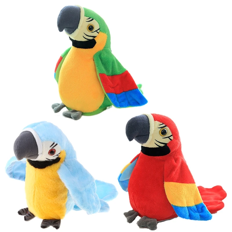 

Multifunctional Electric Plush Parrot Speaking Talking Repeats Waving Simulation Bird Early Education Toy Gift