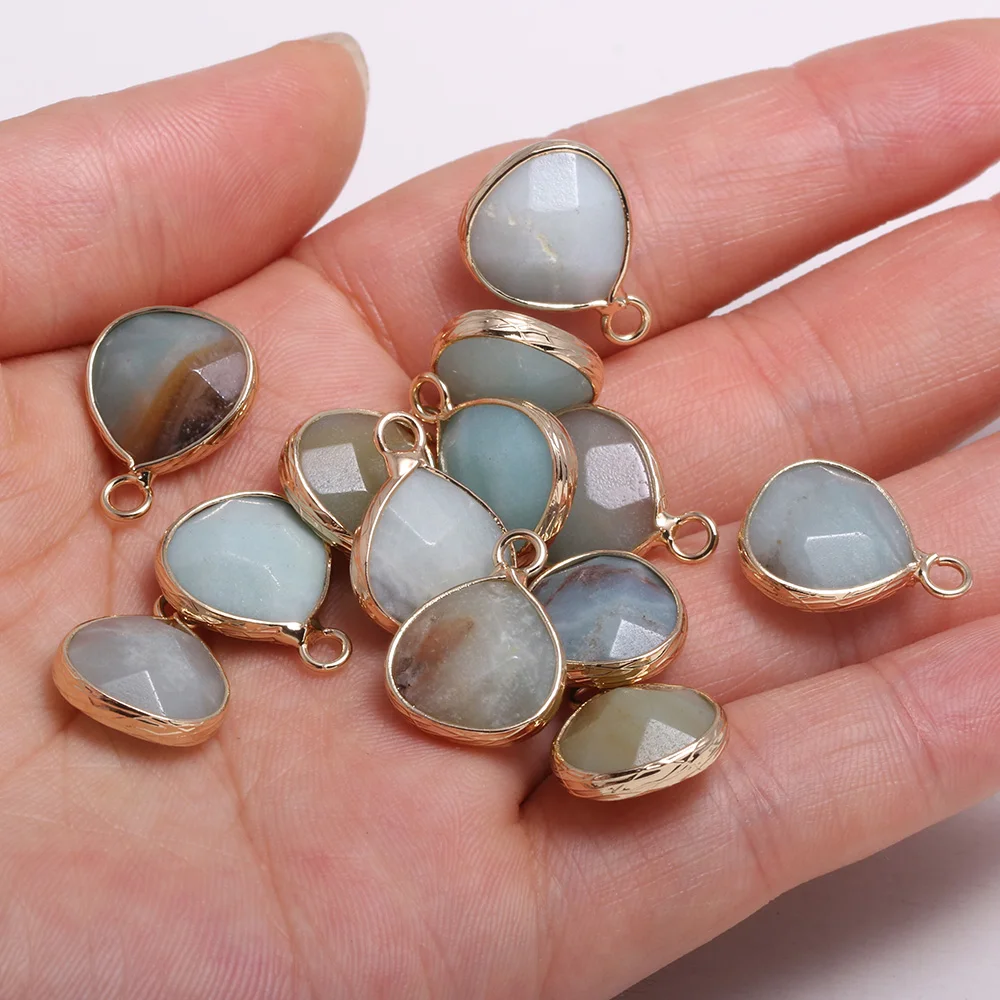 

New 5pcs Natural Stone Water Drop Shape Section Amazonite Pendants for Jewelry Making DIY Necklace Size 13x18mm