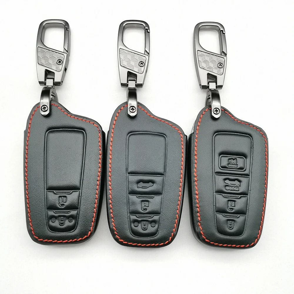 

Leather Car Key Cover For Toyota Camry Chr Corolla Rav4 Avalon Land Cruiser Prado Prius Remote 2018 2019 2020 2/3/4 Button Shell