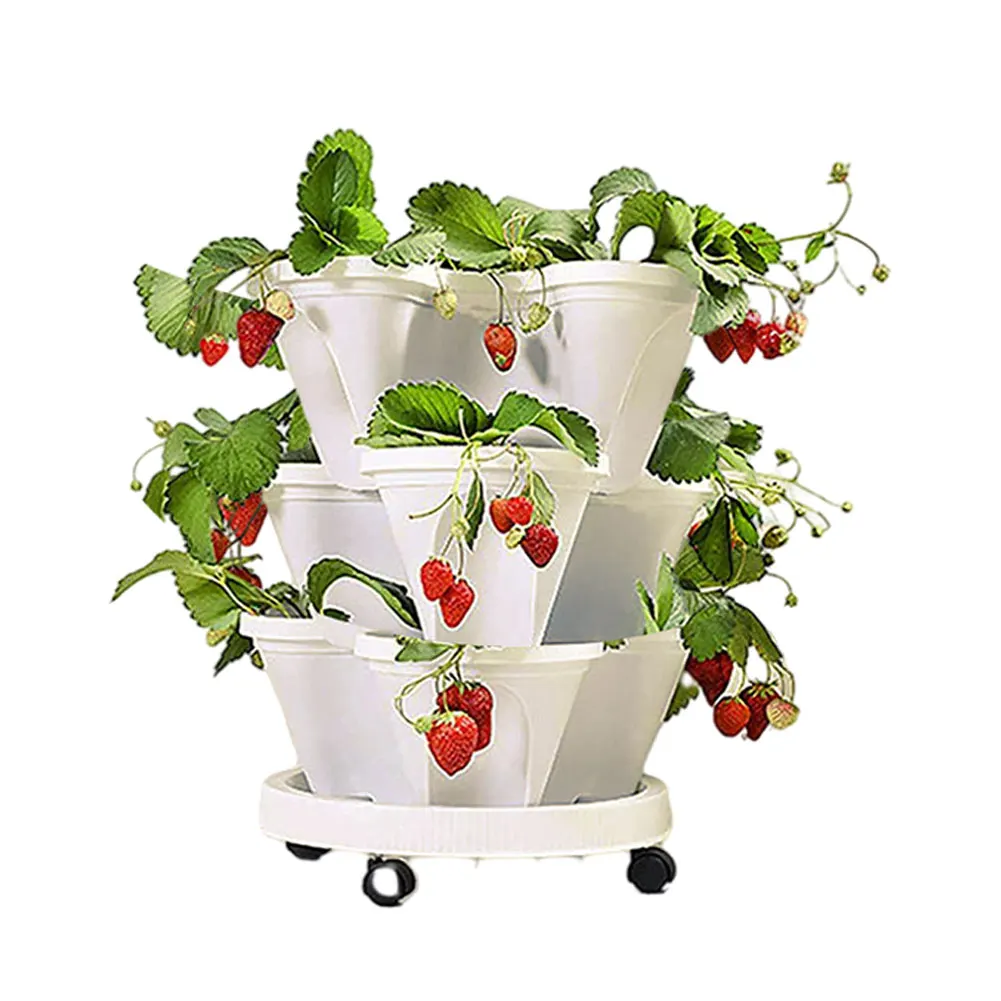 

3pcs Plastic Stackable Vertical Stereoscopic Flower Plant Pot Plant Seedling Holder Garden Planter Flower Vegetables Decoration