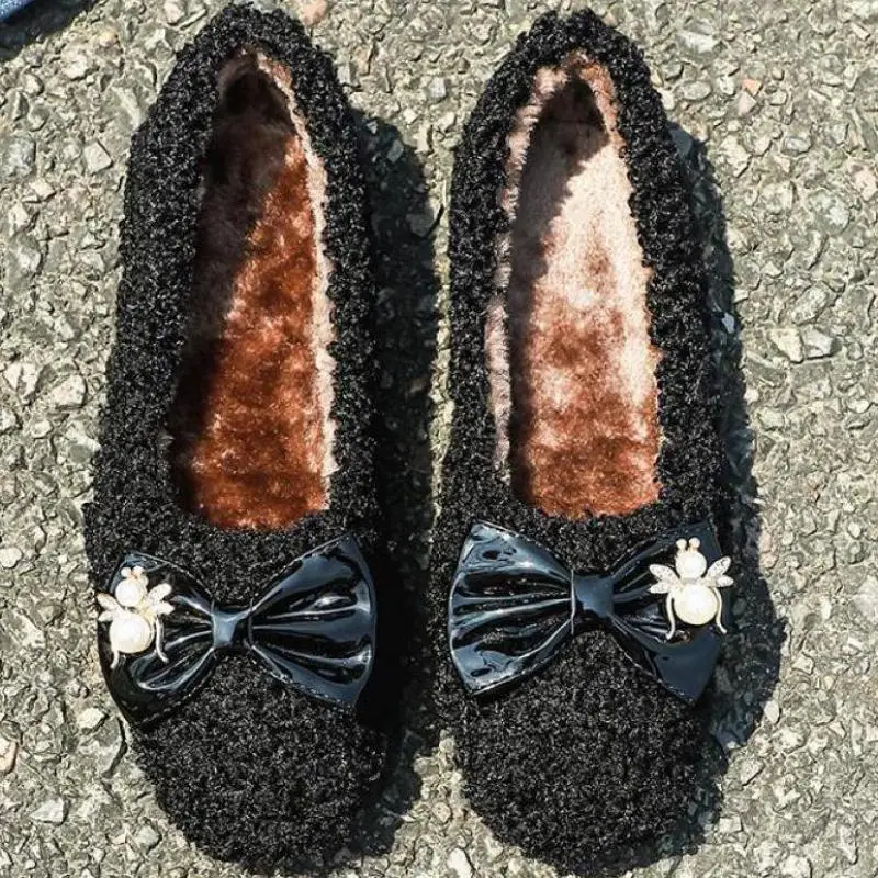 Модная зимняя обувь на плоской подошве женские теплые зимние ботинки балетки