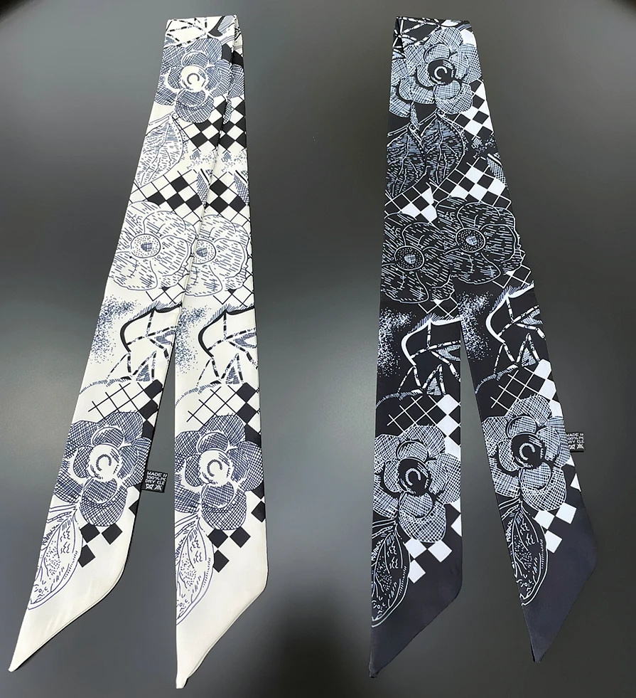 

Брендовый шарф-сумка, Женский саржевый шелковый шарф, узкие шарфы, женские дизайнерские геометрические буквы, полотенце на запястье, шейный платок, повязка на голову