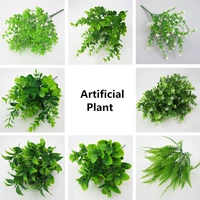 1pc artificial plants fern grass wedding wall decor green leaf artificial flowers plastic fake plant for home garden decoration