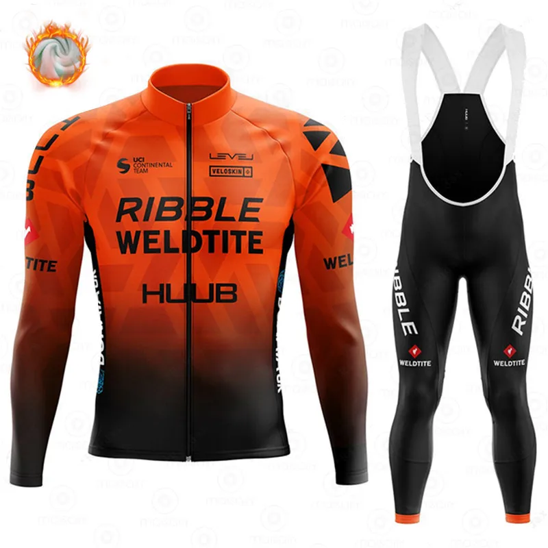 

HUUB Winter Thermal Fleece Set Cycling Clothes Men Jersey Suit Sport Riding Bike MTB Clothing Bib Pants Warm Sets Ropa Ciclismo