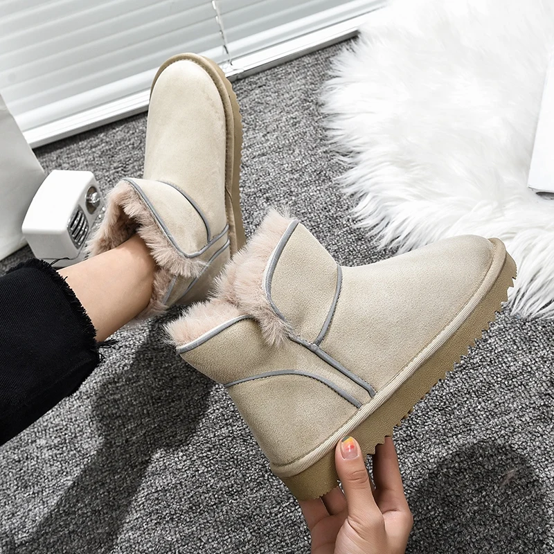 Женские ботинки с круглым носком на толстом каблуке мехом теплые зима 2019 | Обувь