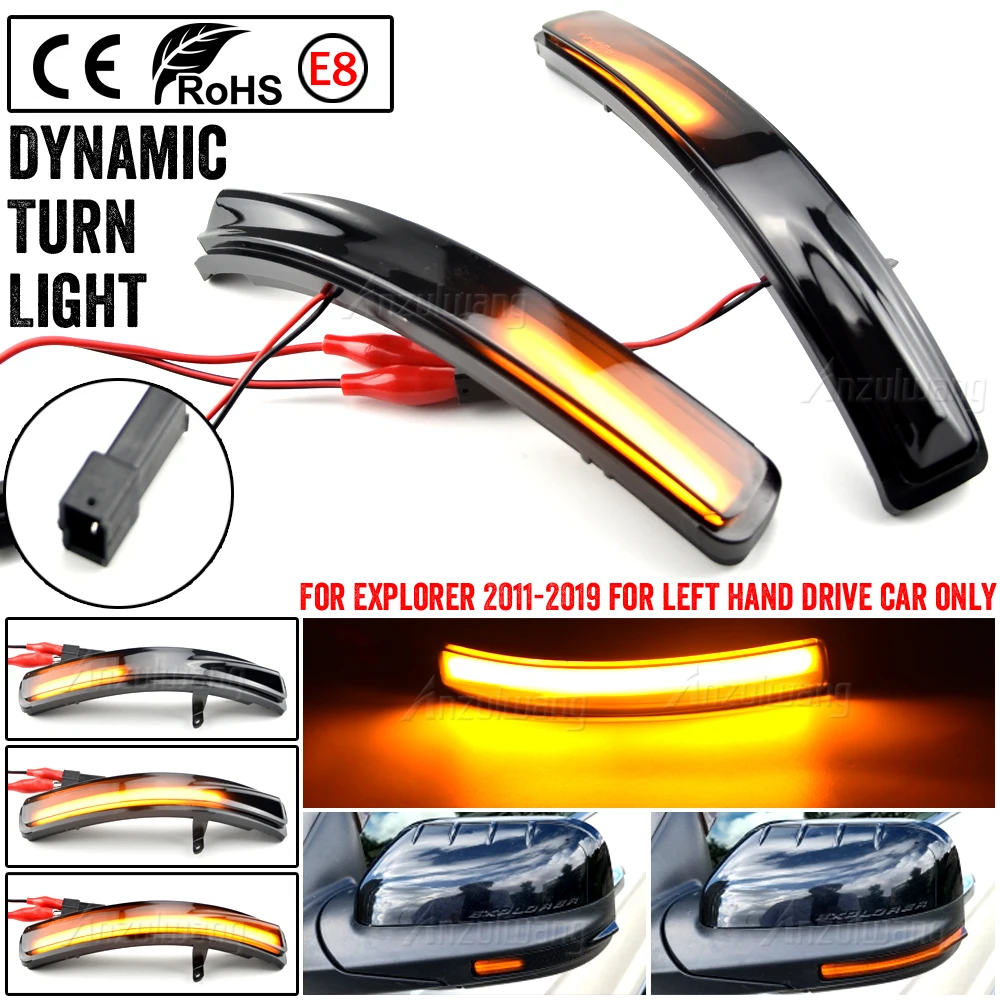 

For Ford Explorer 2011-2019 Side Dynamic Turn Signal Lights LED Mirror Indicator Blinker Sequential Lamps