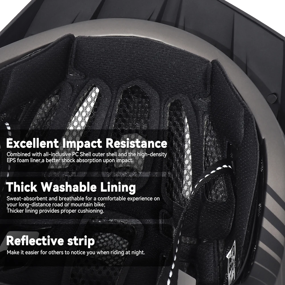 Велошлем VICTGOAL с защитными очками для мужчин, задним светодиодным фонарем и солнцезащитным козырьком для женщин, для велосипедного спорта MTB по дороге.