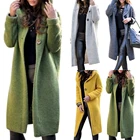 Женский однотонный кардиган ZOGAA, длинный свитер с капюшоном, Осень-зима 2021, Женское пальто, Повседневные вязаные длинные свитера, уличная одежда