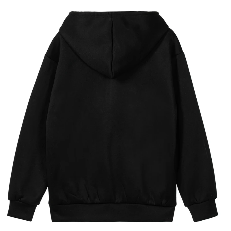 Autumn Winter Y2K Fashion Rhinestone Letter Print Hoodies Women Zip Up Long Sleeve Oversized Black Sweatshirts Casual Streetwear