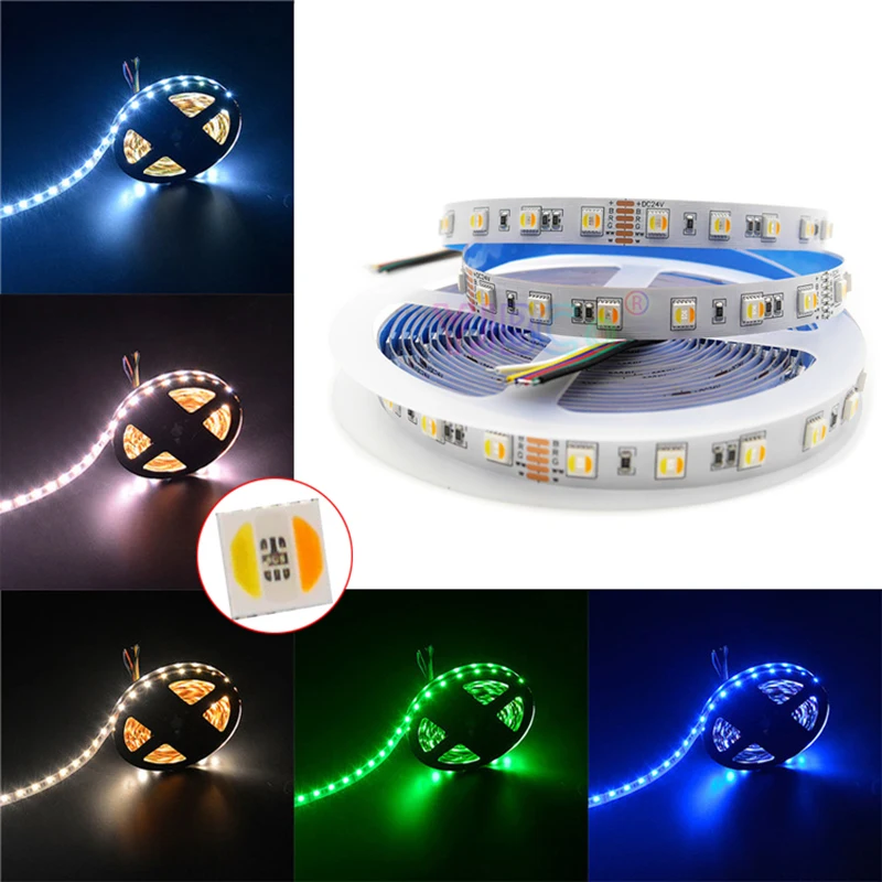 5 м/лот RGBWW цветов в 1 светодиодный чип лента SMD 5050 гибкий светильник RGB + холодный