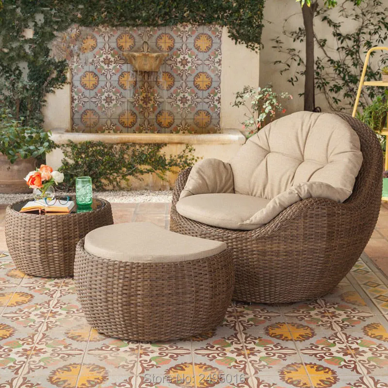 Комплект из 3 предметов кресло для отдыха с Журнальный Столик PE плетеная мебель