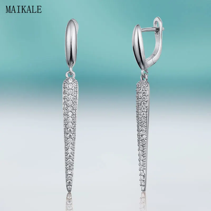 MAIKALE, новинка, модные милые циркониевые серьги-гвоздики для женщин, кубический цирконий, золото, серебро, клипса геометрической формы, серьги, ювелирное изделие, подарок