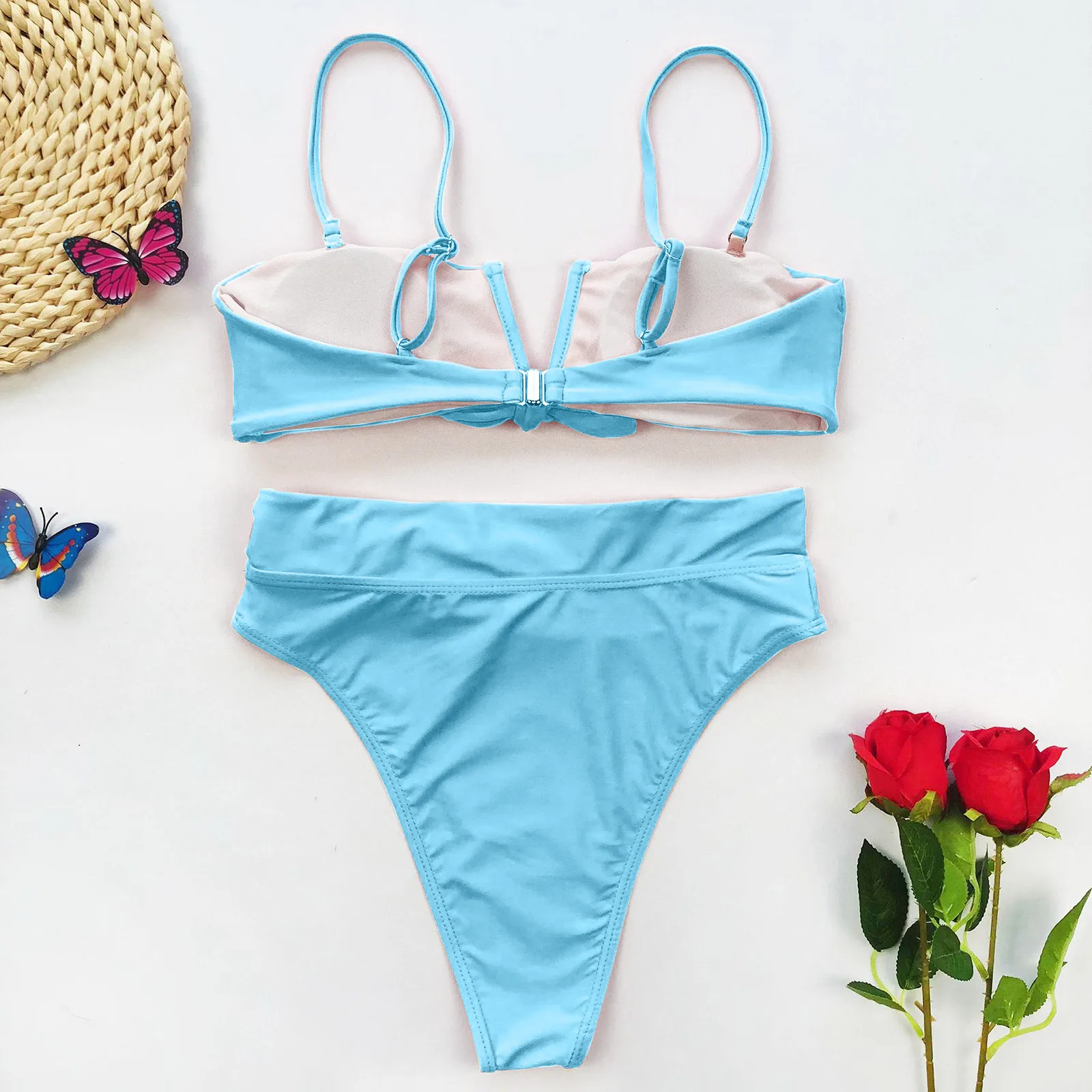 

Solid White Bikini Women Bathing Suit Swimwear 2021 High Waisted Bra Briefs Set Hawaiian Vacation Clothes Biqiuni Dropshipping