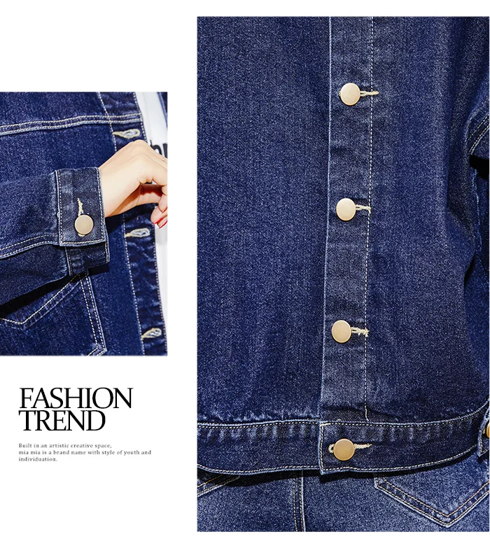 Женская короткая джинсовая куртка LEIJIJEANS, классическая повседневная темно-синяя куртка из денима c пуговицами на спине, новая модная модель больших размеров от S до 6XL