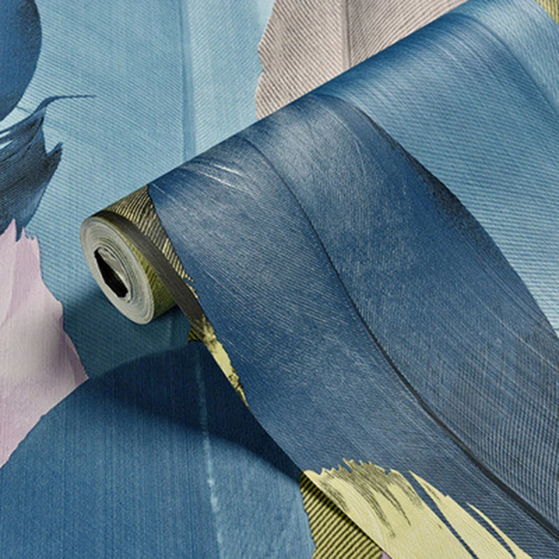 

Fashion Personality Colorful Peacock Feather Wallpaper 3D Stereo Tv Background Wall Home Decoration