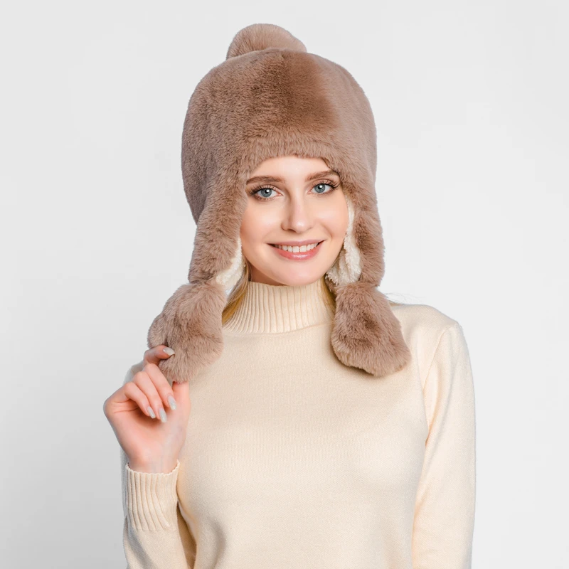 Новинка 2019 зимняя шапка креативные наушники из кроличьей шерсти для взрослых