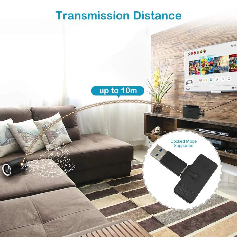 Аудиоадаптер Bluetooth передатчик поддержка голосового чата aptX с низкой задержкой