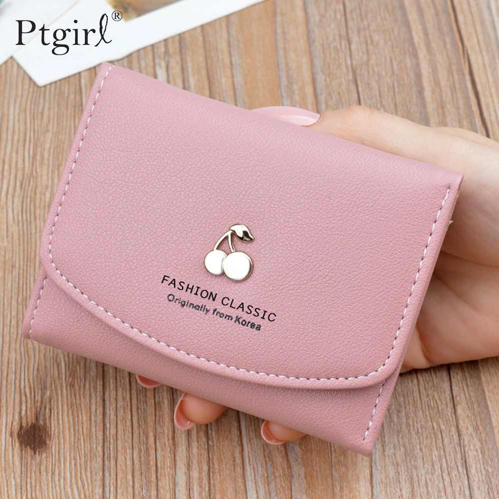 Для женщин Кошельки Прекрасный с вишенкой для девочек отделение монет на молнии