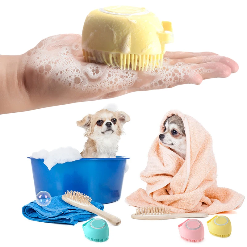 

Bathing Short Hair Soft Silicone Rubber Brush Fast Foaming Baby Shower Cleaning Massage Exfoliating Tool Pet Dog Shampoo Brushes