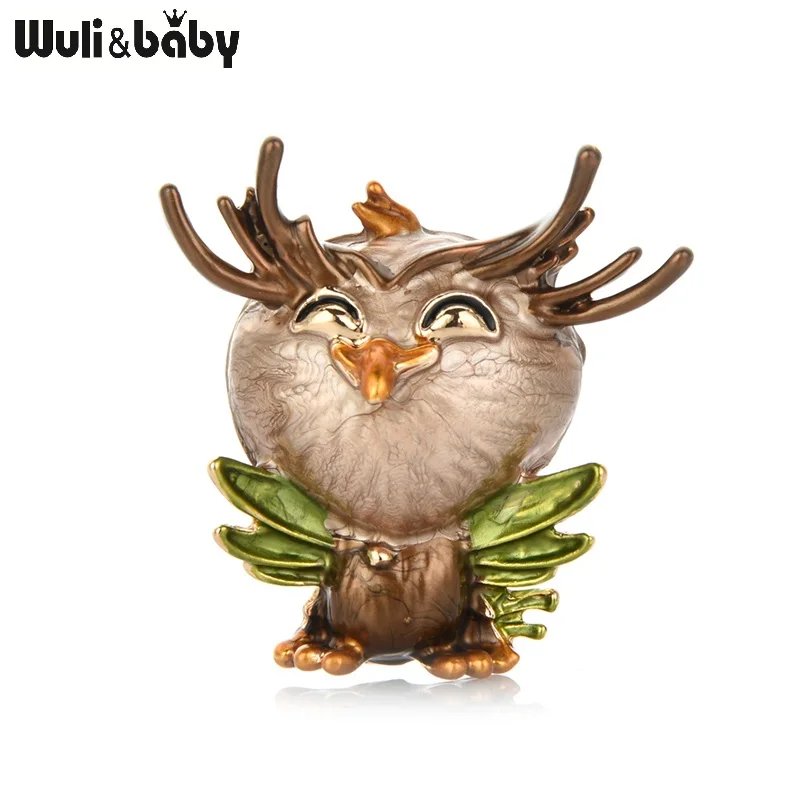 Женская металлическая брошь Wuli &amp baby в виде улыбающейся совы 4 цвета Подарочная