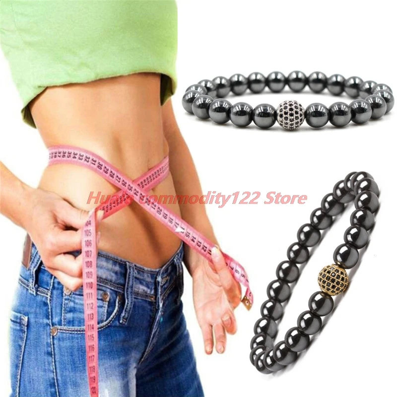 

New Beads Hematite Stone Therapy Magnet Hematite Beads Bracelet Men's Jewelry Face Lift Tools Women Magnetic Bracelet
