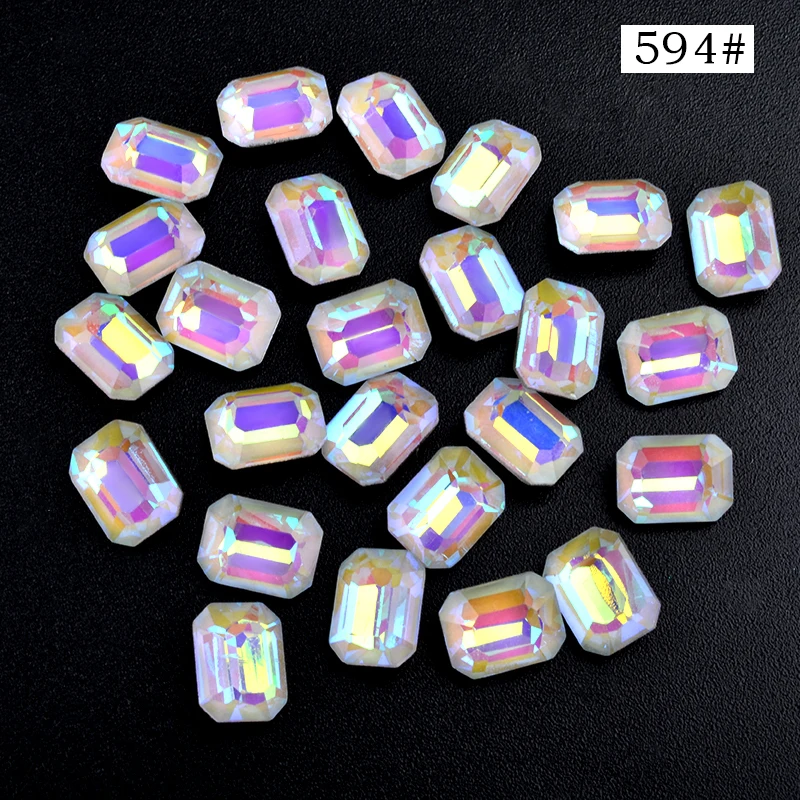 10 шт. опал Аврора Блестящие Стразы для ногтей AB цветные острым концом с
